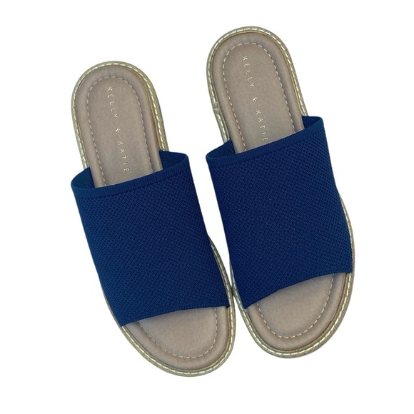 Kelly & Katie Ari Stretch Woven Upper Slide Sandal in Navy - Picture 2 of 7